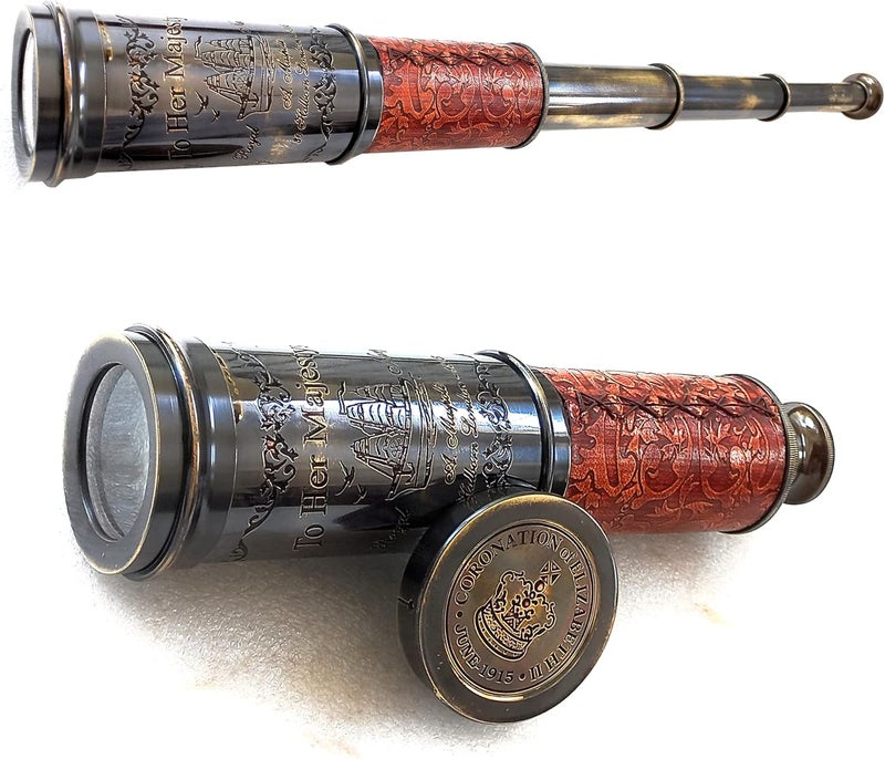 ALADEAN Vintage Spyglass Decorative Telescope - Pirate Style Scope Scout Gift (Her Majesty 20") - Image 1